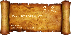 Hohl Krisztofer névjegykártya